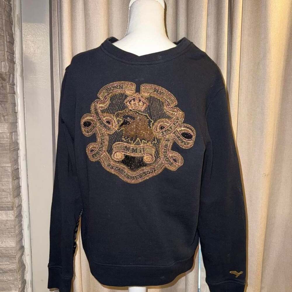 Born Fly Embellished Sweatshirt LRG Black Gold Size L